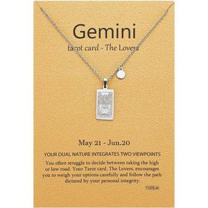 14k Gold Plated Zodiac Sign with Tarot Card Pendant Necklace Birthday Gift